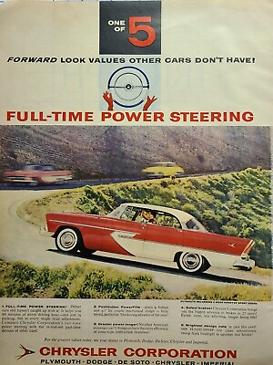 #ad Vintage Print Ad 1950s Chrysler Belvedere Hardtop 4 Door Sport Sedan Red White