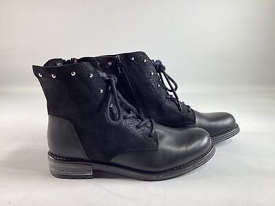 #ad Womens Eric Michael Black Leather Cathy Boots NEW