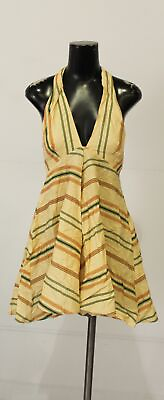 #ad Zara Women#x27;s Nyah Oasis Striped Halter Neck Mini Dress AR8 Multicolor Small NWT