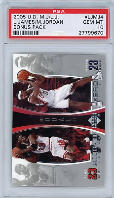 #ad LeBron James Michael Jordan 2005 Upper Deck MJ LJ Bonus Pack #LJMJ4 PSA 10