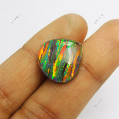 #ad Pear Shape Ethiopian Opal 9 Ct CERTIFIED Boulder Doublet Natural Loose Gemstone