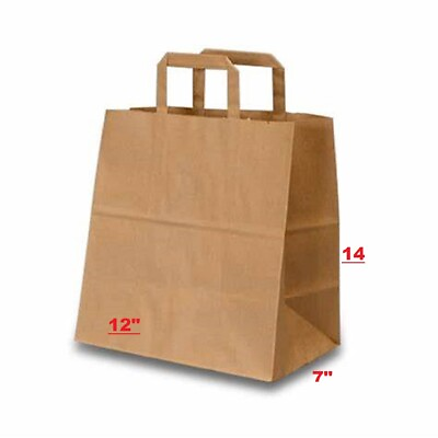 #ad Brown paper bag 12quot;x7quot;x14quot; Kraft bag with handle For Restaurants take out