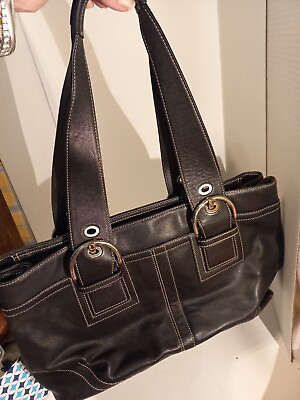 #ad Coach Leather Handbag Nice Condition Black