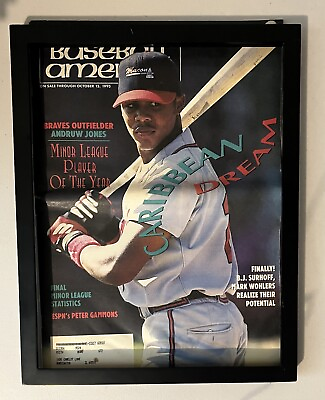 #ad Vintage 1995 Baseball America Newspaper Andruw Jones Framed Cover Atlanta Braves