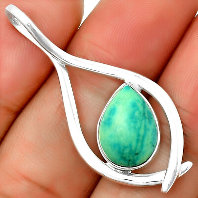 #ad Natural Turquoise Magnesite 925 Sterling Silver Pendant Jewelry P 1384
