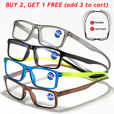 #ad Magnetic Reading Glasses Snap Click Neck Hang Presbyopic Eyeglasses 1.00 4.00