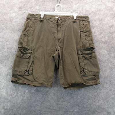 #ad Calvin Klein Mens Shorts 38 Green Cargo Cotton Casual Zip Flat Front Pockets
