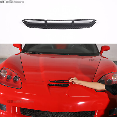 #ad Fits 2005 2013 Corvette C6 Hood Scoop Cover Molding Frame ABS Carbon Fiber Trim