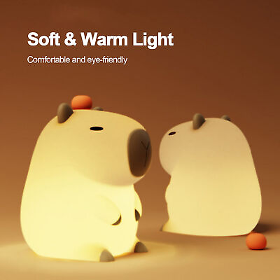 #ad Capybara Night Light USB Rechargeable Touch Control Silicone Lamp $26.76