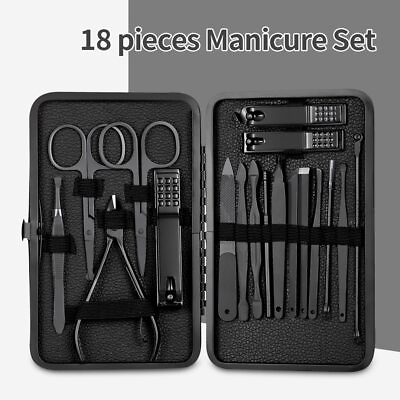 #ad Nail Clippers Classic Black Manicure Set Hand Feet Facial Stainless Steel Tools