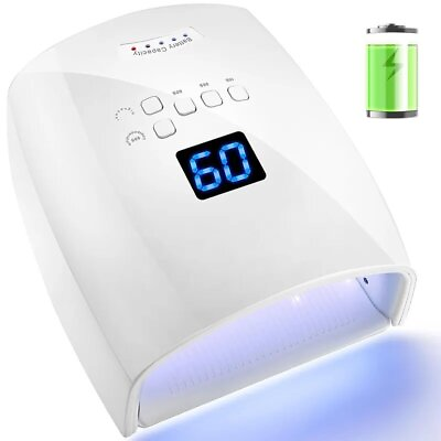 #ad White 48W Cordless Wireless Rechargeable LED UV Nail Lamp Gel Polish Nail Dryer
