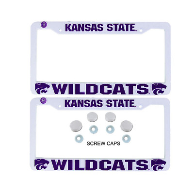 #ad New NCAA KANSAS STATE Wildcats Car Truck White License Plate Frames amp; Screw Caps