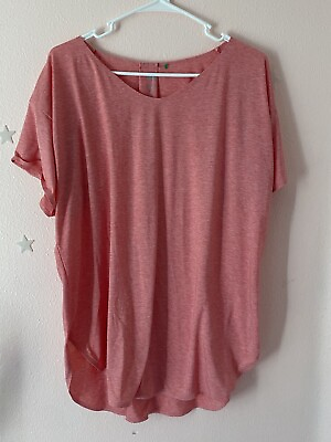 #ad Uniqlo Large Women#x27;s Marbled Red Tshirt Top Blouse Soft Cool To The Touch Dry