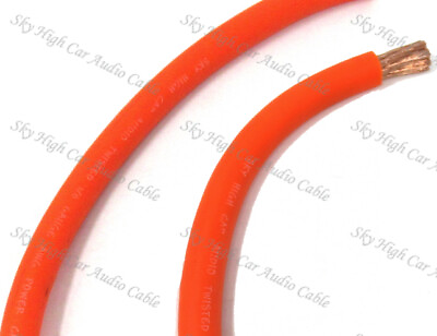 #ad 25 ft 1 0 Gauge Oversized AWG ORANGE Power Ground Wire Sky High Car Audio Cable