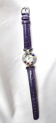 #ad Vintage Venice Murano Glass Millefiori Ladies Watch Leather Band
