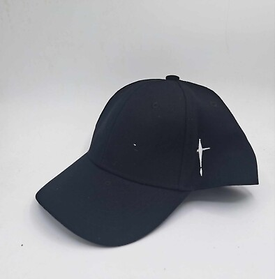 #ad Embroidered Cross Adult Black Baseball Cap Hat