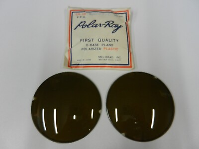 #ad Rare Vintage POLAR RAY Polarized Pair New Round Brown Sunglass Lenses 70mm NOS