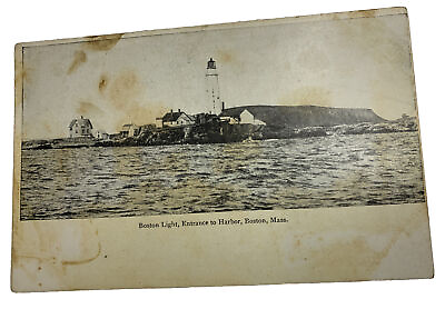 #ad Boston MA Boston Light Lighthouse Entrance to Harbor Vintage Postcard Unused