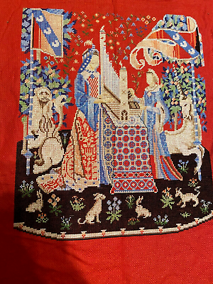 #ad Vintage French Tapestry Antique Medieval Wall Hanging Home decor 23X15inches