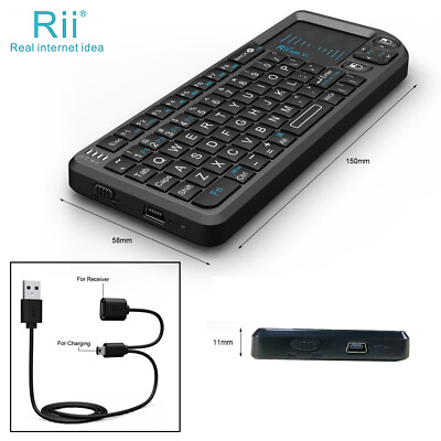 #ad Rii tek X1 Mini 2.4G Black Wireless Keyboard with Mouse Touchpad Remote Control