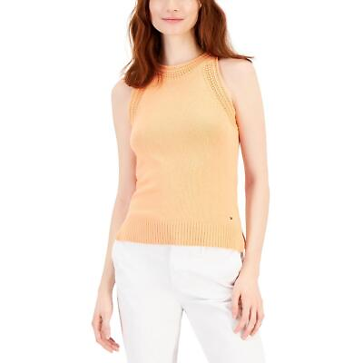 #ad Tommy Hilfiger Womens Crochet Trim Sleeveless Top Blouse Shirt BHFO 3510