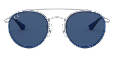 #ad Ray Ban Kids Boys Girls Sunglasses Blue On Silver Frame Dark Blue Lens 46 21 130