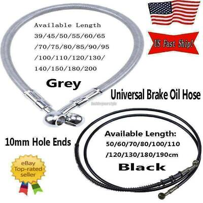 #ad 39 200cm DOT Motorcycle Braided Brake Clutch Oil Hose Stainless Line Banjo Pipe $13.45