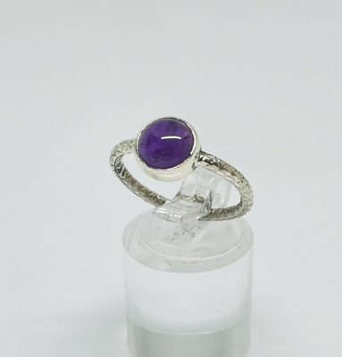 #ad Gorgeous Sparkling Real Amethyst Stone Ring 925 Silver Size O O1 2 #15466