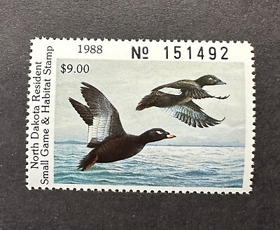 #ad WTDstamps 1988 NORTH DAKOTA State Duck Stamp Mint OG NH