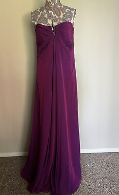 #ad NICOLE MILLER Silk Strapless Formal Gown Sz 10 Long Evening