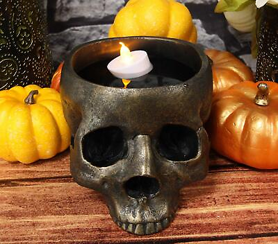 #ad Day Of The Dead Skull Bowl Container Figurine 6.5quot;Long Skeleton Head Planter
