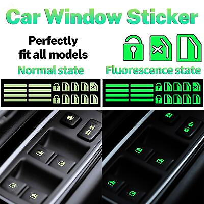 #ad 1X Car Door Window Switch Luminous Sticker Night Safety Sticker Auto Accessories
