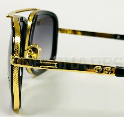 #ad Men Fashion Sunglasses Oversized Square Gold Flat Top Frame Hip Hop Fancy Black $12.79