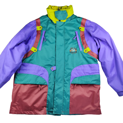 #ad Open Air Mens Jacket Size XL Waterproof Coat Colour Block Taped Seams Vintage