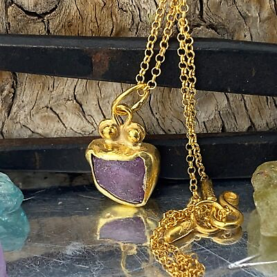 #ad Omer 925 k Silver Raw Red Gemstone Dainty Handmade Turkish Gold Jewelry Necklace
