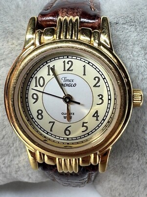 #ad Ladies Timex Indiglo WR 30M Gold Tone Quartz Watch New Battery $8.94