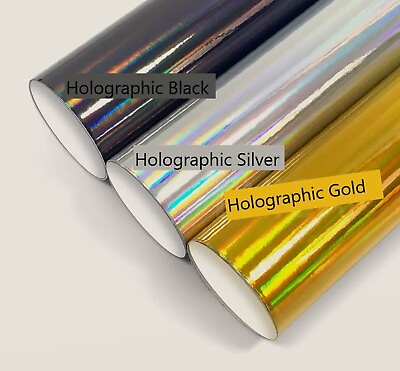 #ad Gloss Silver Black Gold Holographic Vinyl Car Wrap Film Sticker Decal Sheet Film