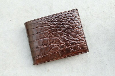 #ad Real Alligator Crocodile Wallet SKIN Leather Bifold Men#x27;s Brown Handmade #M33