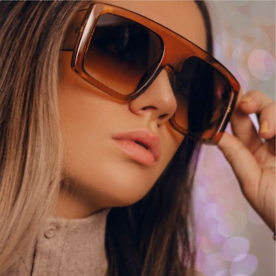#ad NWT Women Oversized Sunglasses Square Celebrity Fashion Classic XL Frame RET300