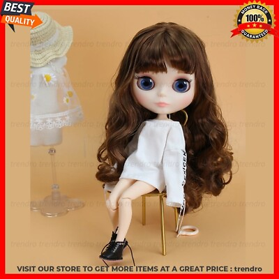 #ad 12quot; Nude Blyth Doll from Factory White Skin Matte Face Brown Hair Joint Body