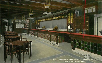 #ad c1910 Glendale Hotel Bar Interior View Detroit Michigan Postcard VERY RARE