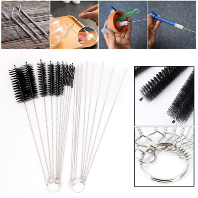 #ad 10Pcs Nylon Straw Cleaners Cleaning Brush Drinking Pipe Stainless Steel Cleaner