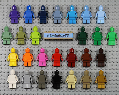 #ad LEGO Monochrome Minifigure Genuine Brand Plain Solid Torso Legs Male Female