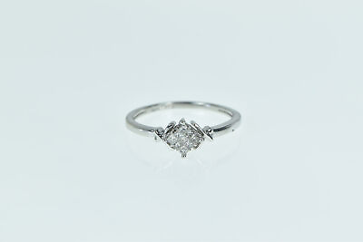 #ad 10K Princess Diamond Cluster Vintage Promise Ring White Gold *47