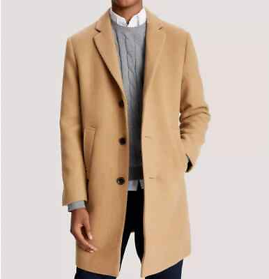 #ad NWT Tommy Hilfiger Men#x27;s Heavy Wool Blend Regular Fit Casual Long Overcoat $299