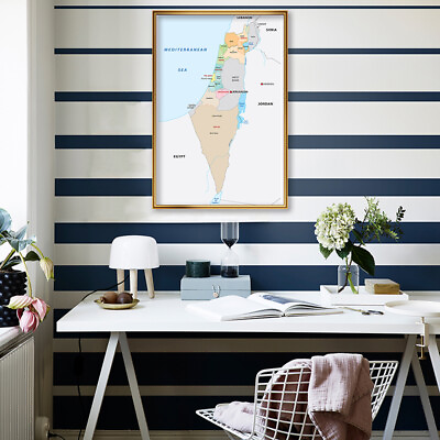 #ad 3 Sizes English Israel Administrative Map Picture Canvas Poster Background Decor