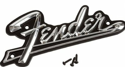 #ad Genuine Fender Amplifier Parts Blackface Metal Amp Logo Plate with Screws
