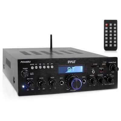 #ad Pyle Compact Bluetooth Stereo Amplifier Desktop Audio Power Amp Receiver w FM