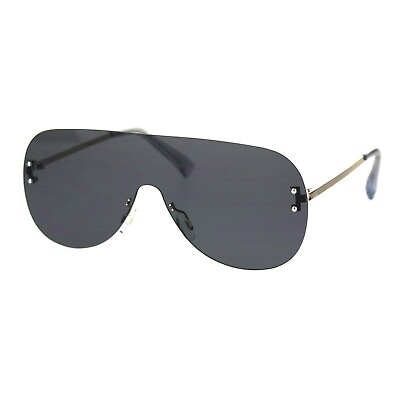 #ad Rimless Shield Sunglasses Unisex Modern Sleek Design Shades UV 400