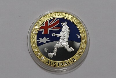 #ad 🧭 🇦🇺 AUSTRALIA PROOF MEDAL SOCCER WORLD CUP 2010 SILVER PLATED 40mm B62 #52